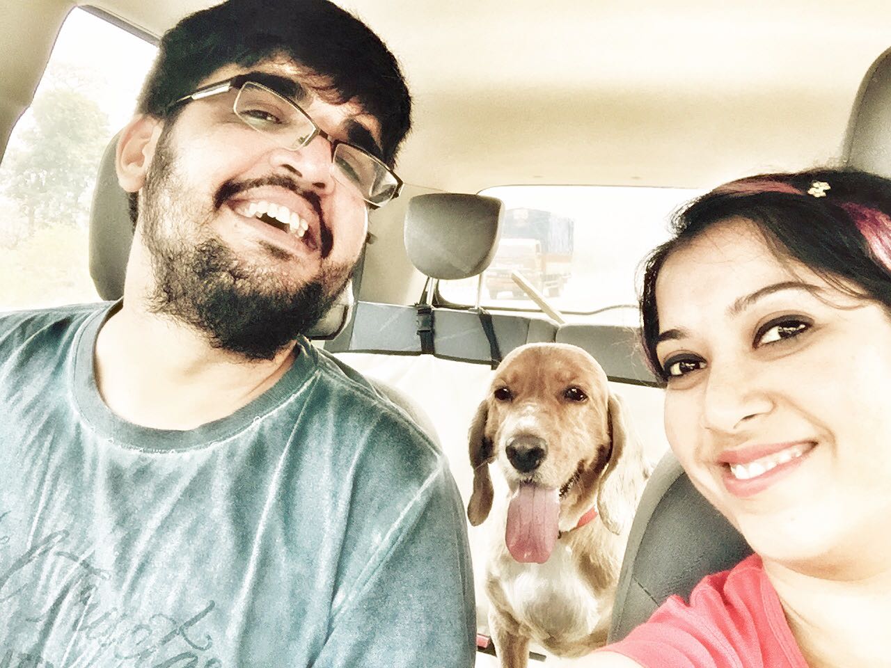 Rahull Sachitanand and Bhavna Satyanarayanan with their cocker spaniel Audi